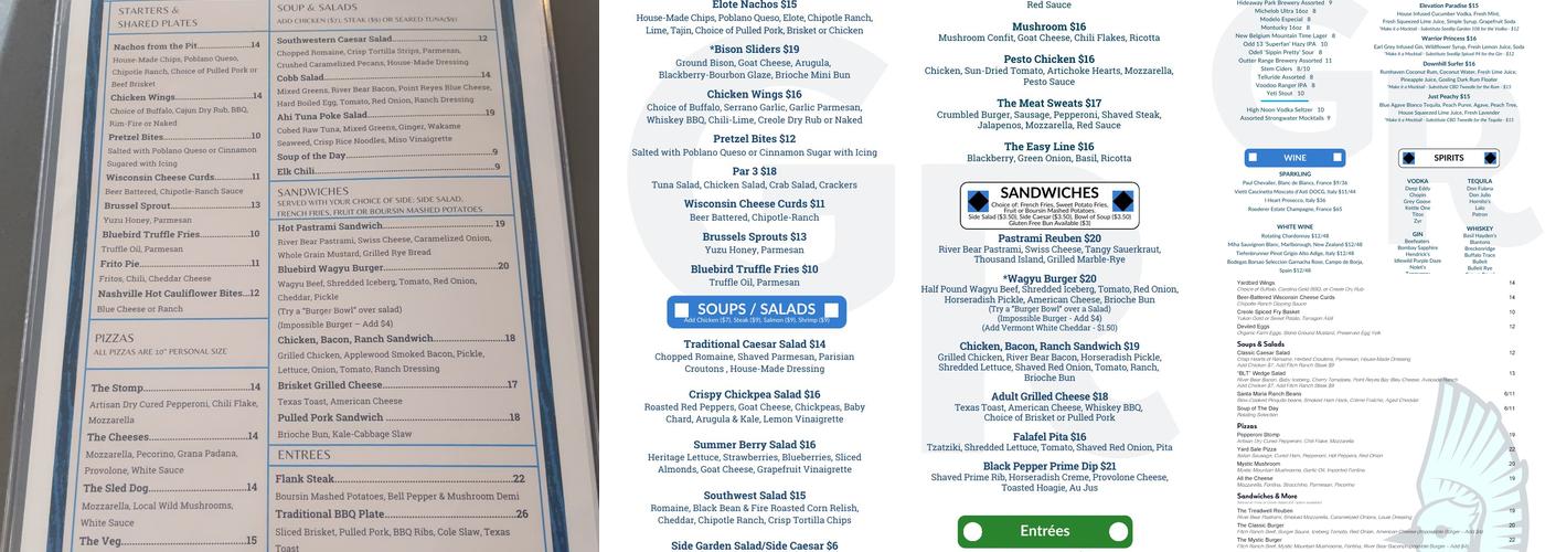 Bluebird Bistro Menu