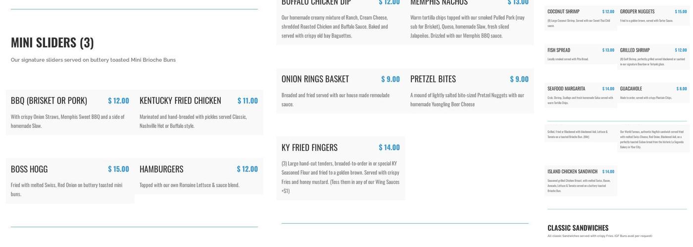 Gerstle's Clearwater Menu