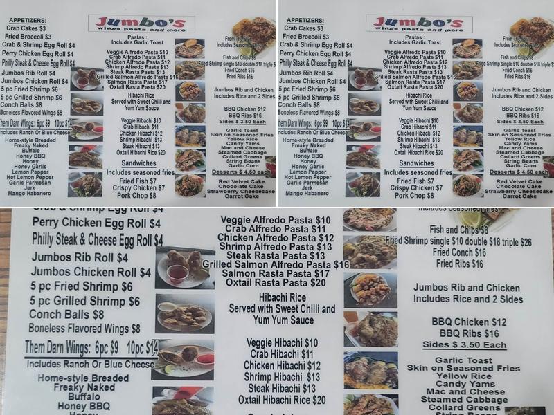 Jumbo's Restaurant Menu