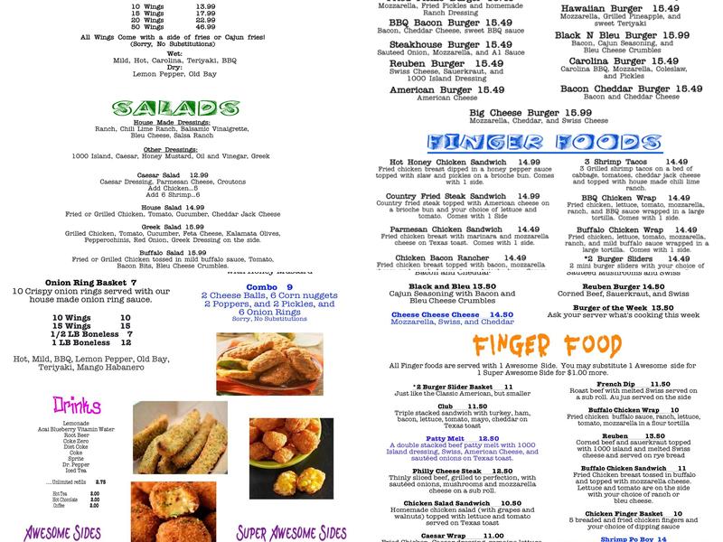 Tidbits Grill Menu
