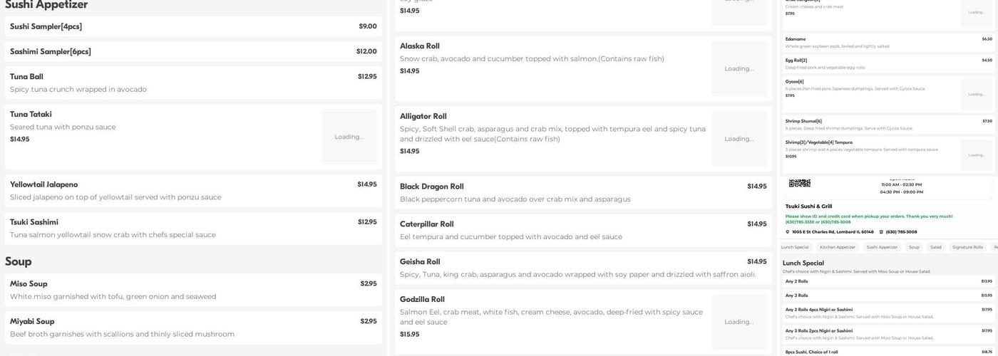 Tsuki Sushi & Grill Menu
