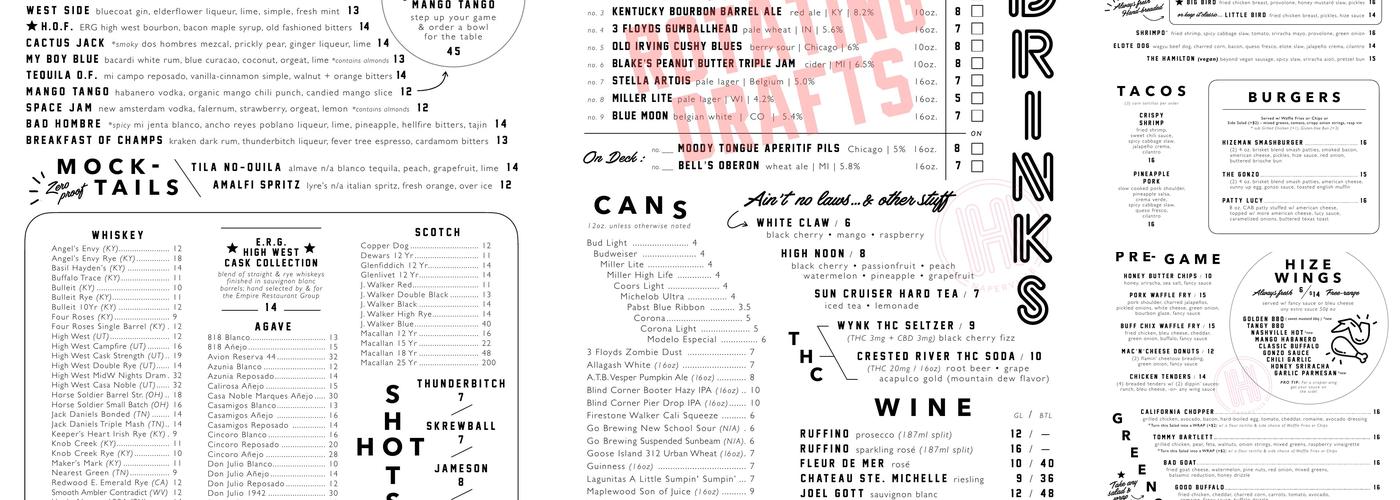 Hizemans Menu