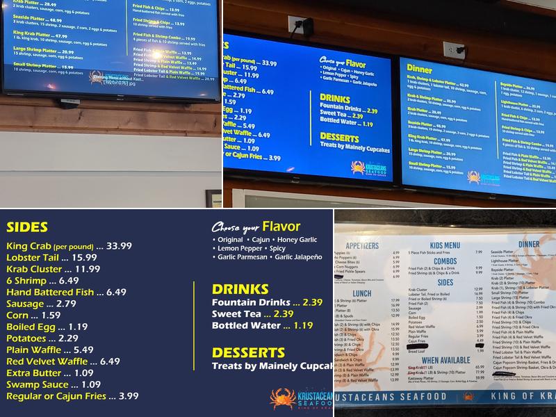 Krustaceans Seafood Menu