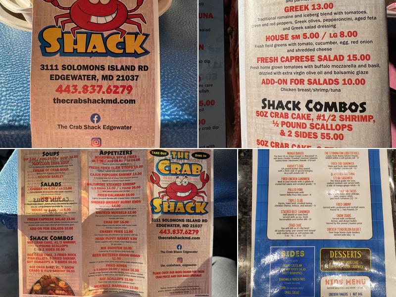 The Crab Shack -Edgewater Menu