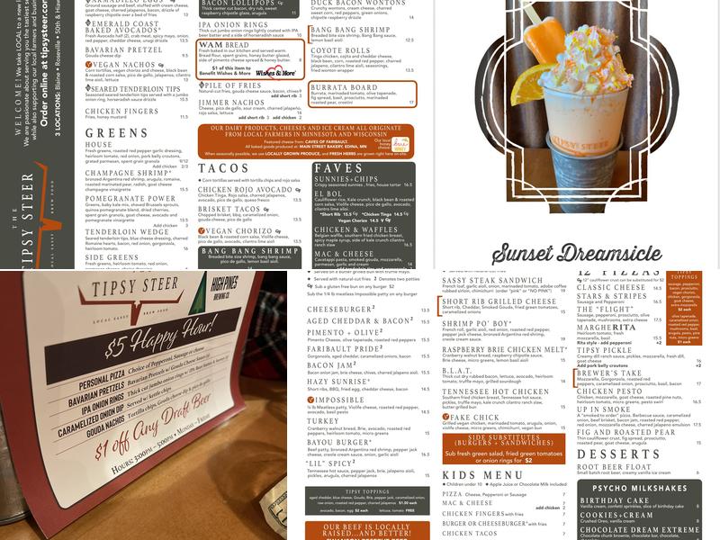 Tipsy Steer Roseville Menu