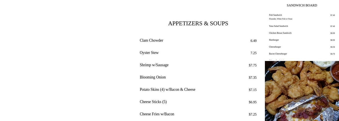 Captain Cook Menu