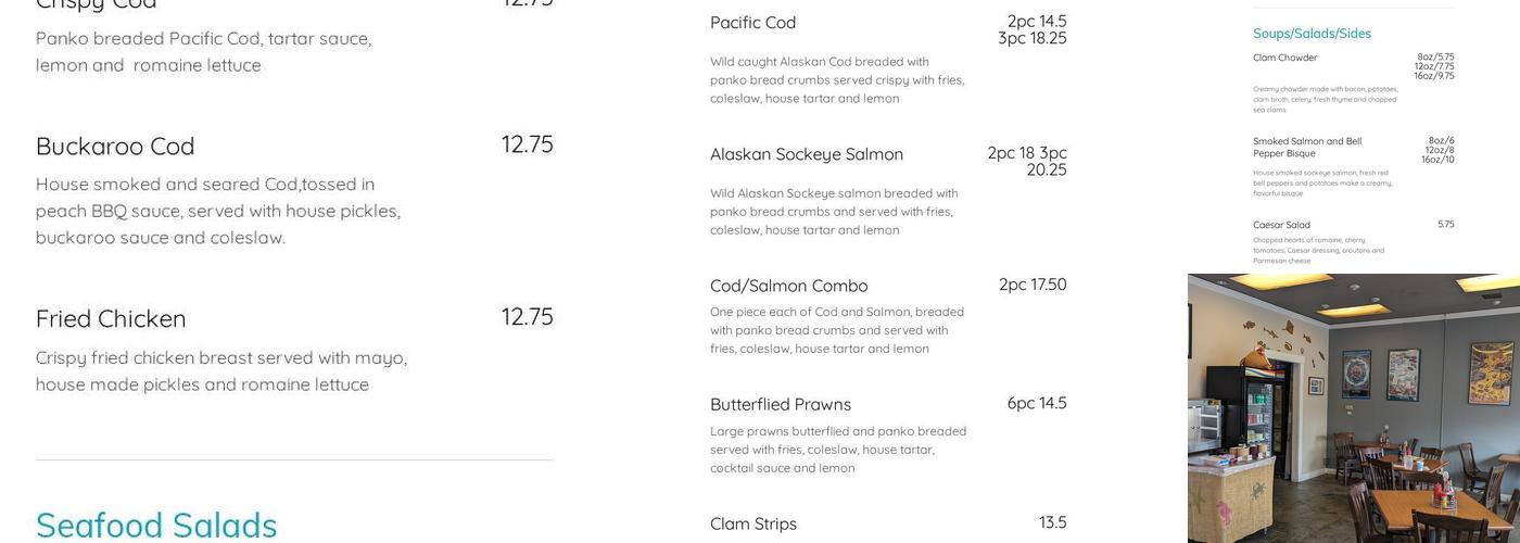 Not Just Fish and Chips Menu