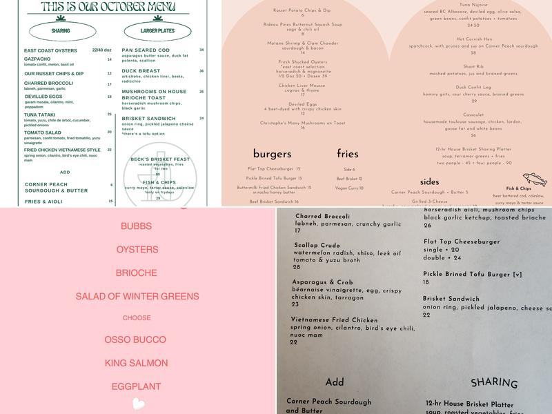 Parlour Menu