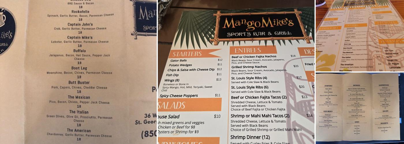 Mango Mike's Menu
