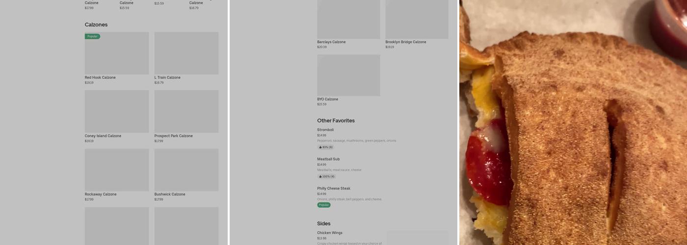 Brooklyn Calzones Menu