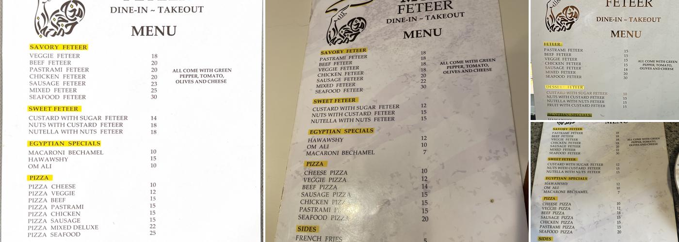 Mum Feteer فطير Menu
