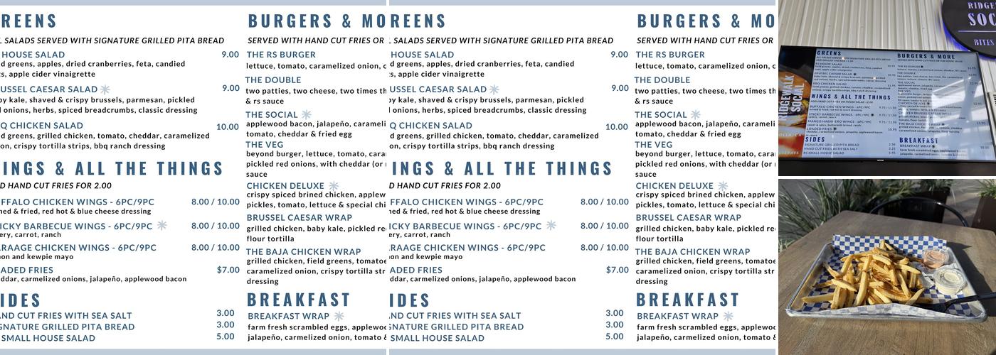 Ridgewalk Social Menu