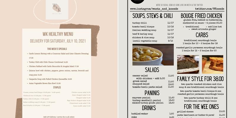 Wantz & Kneads Menu