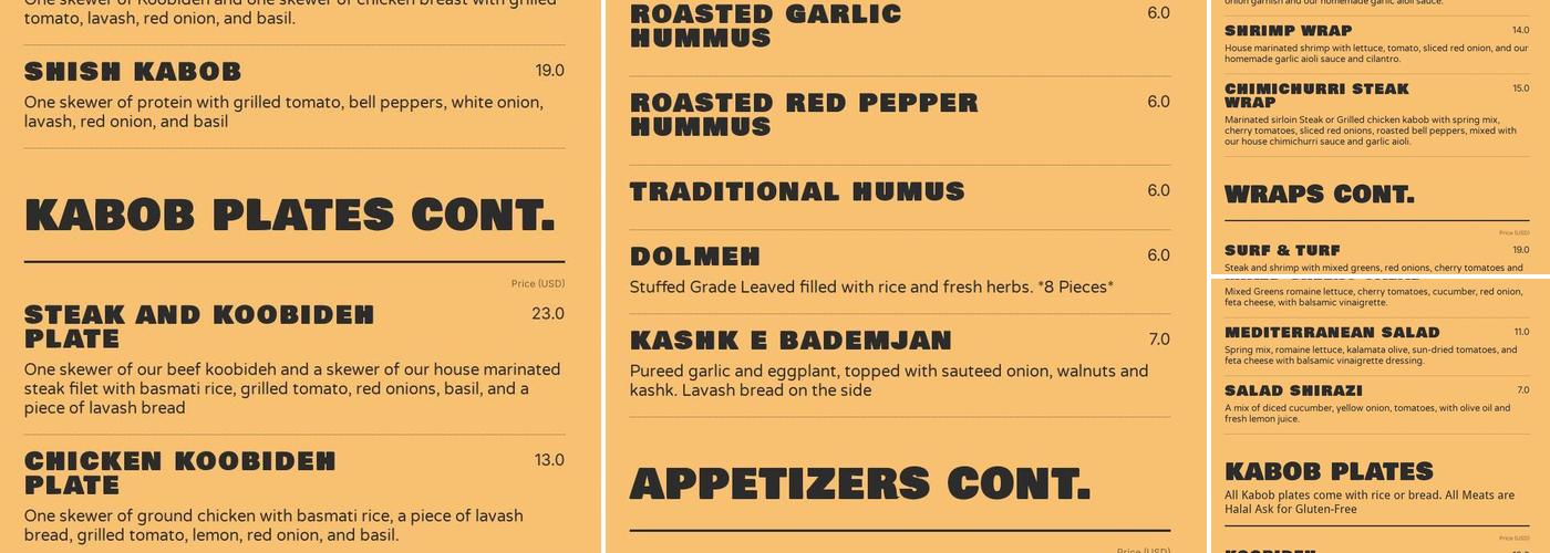 Wrap N Kabob Menu