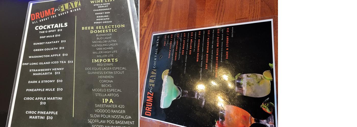 Drumz N' Flatz Menu