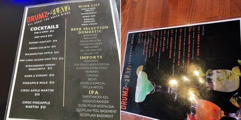 Drumz N' Flatz Menu