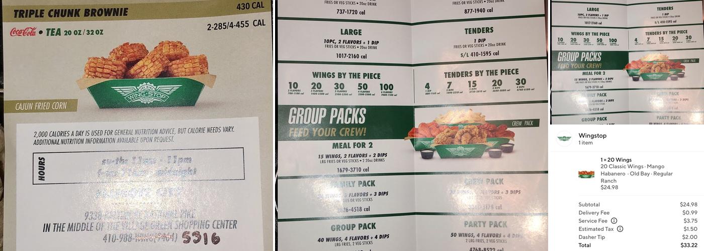 Wingstop Menu
