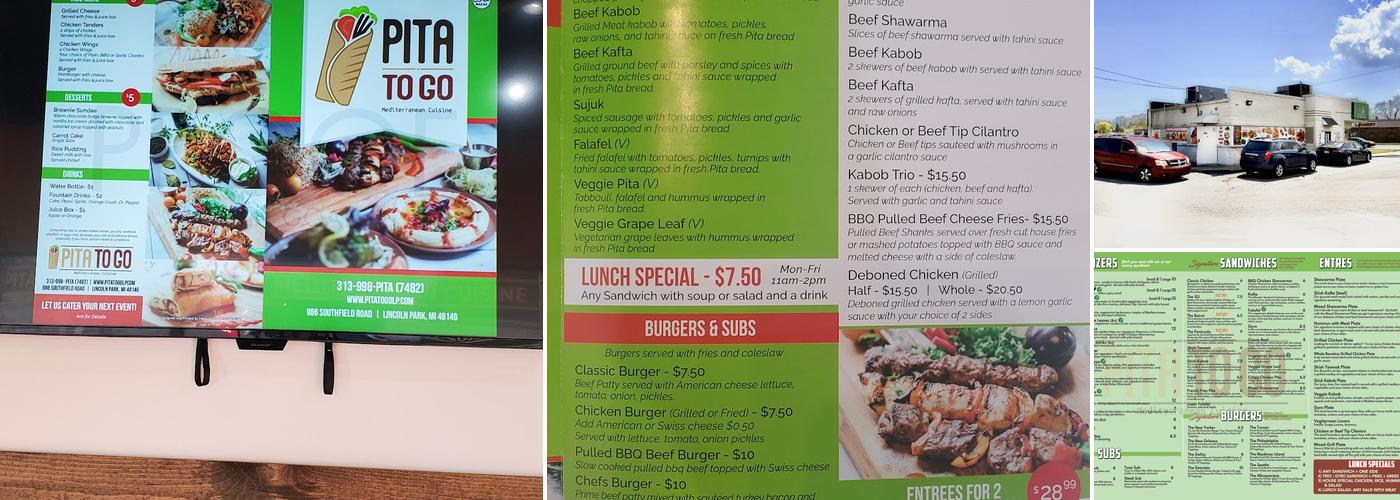 Pita To Go Menu