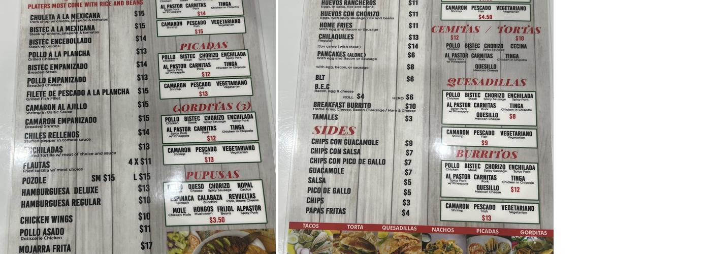 El Buen Sabor Menu