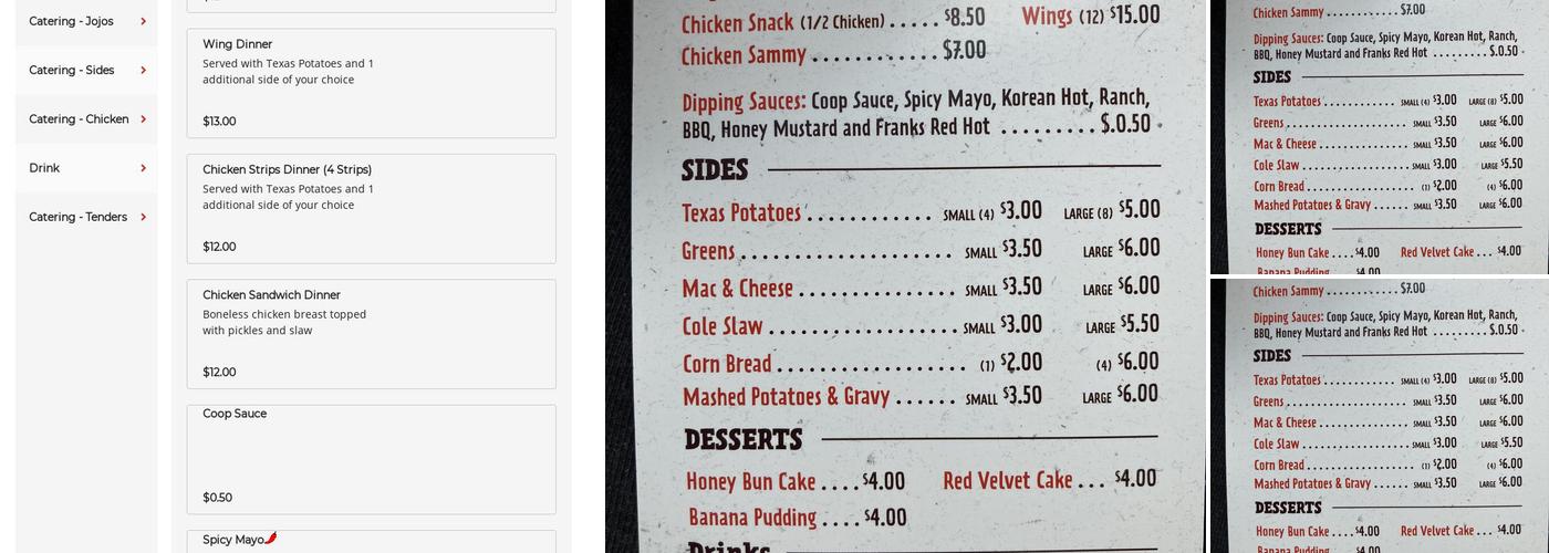 The Crispy Coop Menu