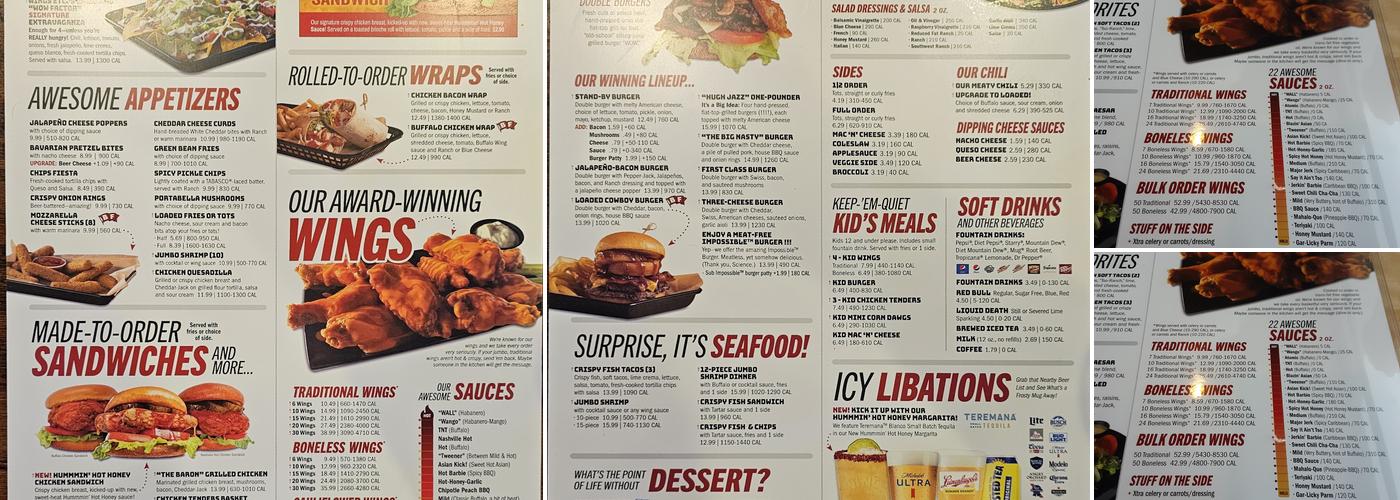 Wings Etc. Menu