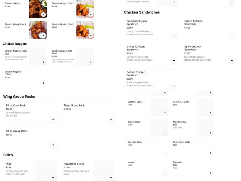 Flapperz' Wings And More Menu