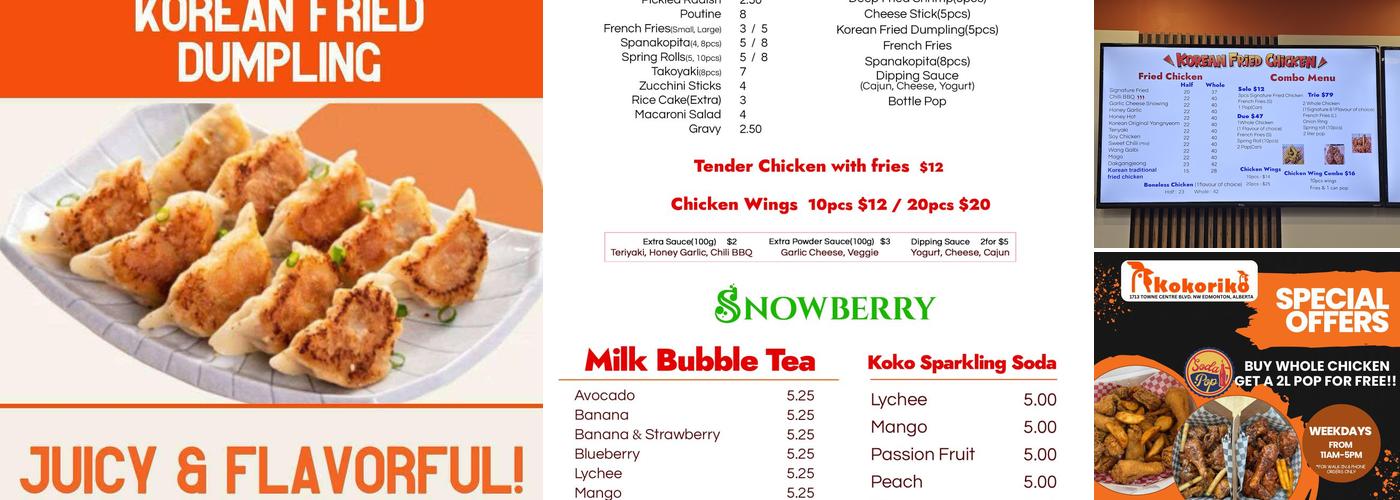 Kokoriko Fried Chicken Menu