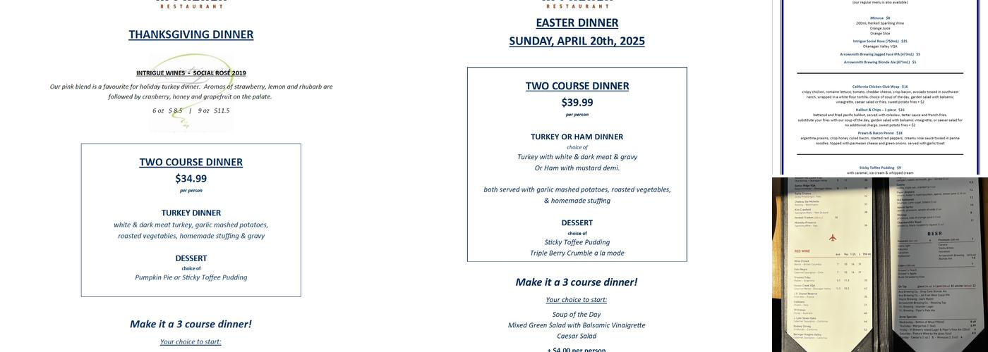 Final Approach Restaurant Menu