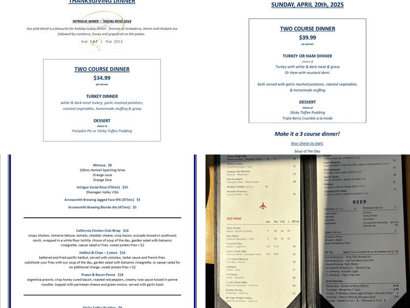Final Approach Restaurant Menu
