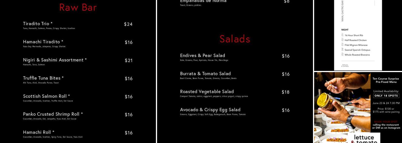 Lettuce & Tomato Market + Eatery Menu