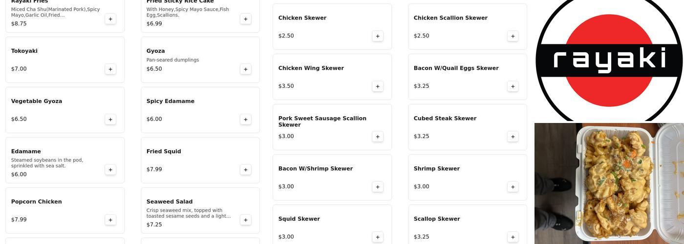 Rayaki Ramen Cottman Philadelphia Menu