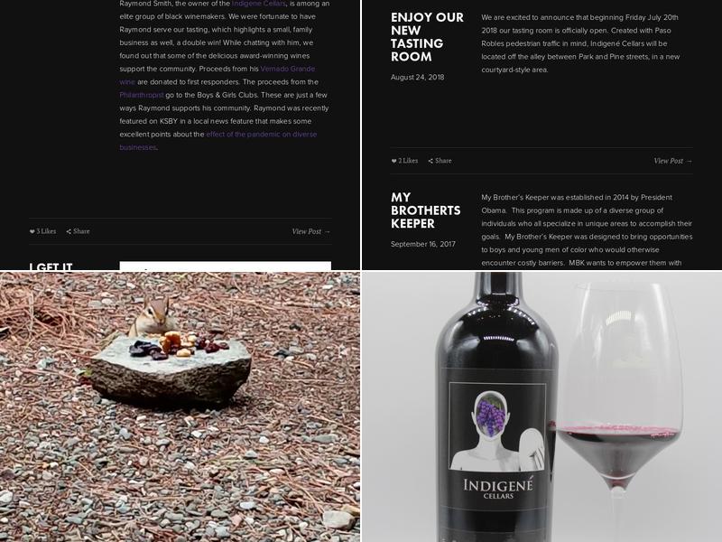 Indigené Cellars Menu