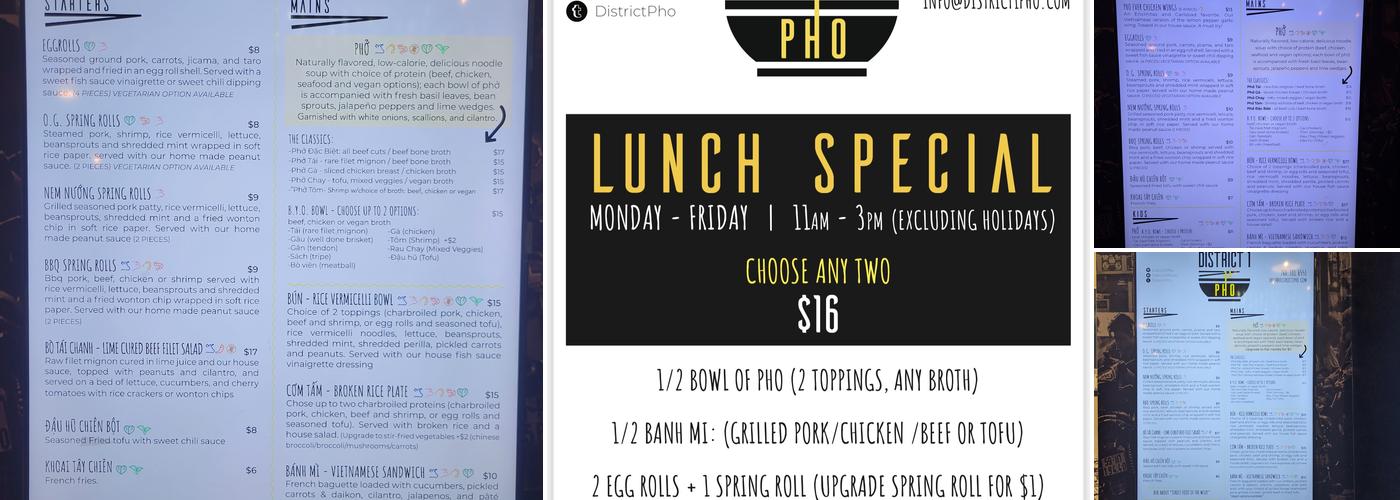 District 1 Pho Menu