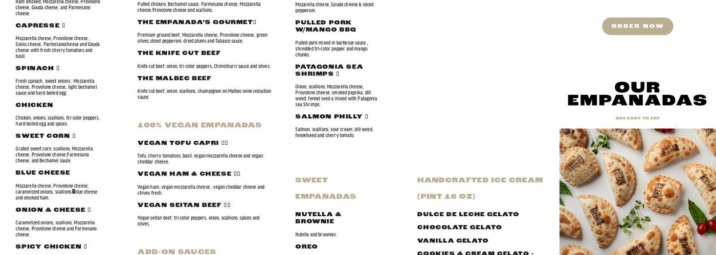 The Empanada's Downtown Miami Menu