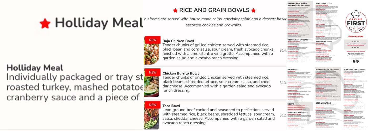 Office First Catering Menu
