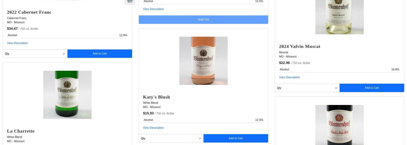 Blumenhof Winery Menu