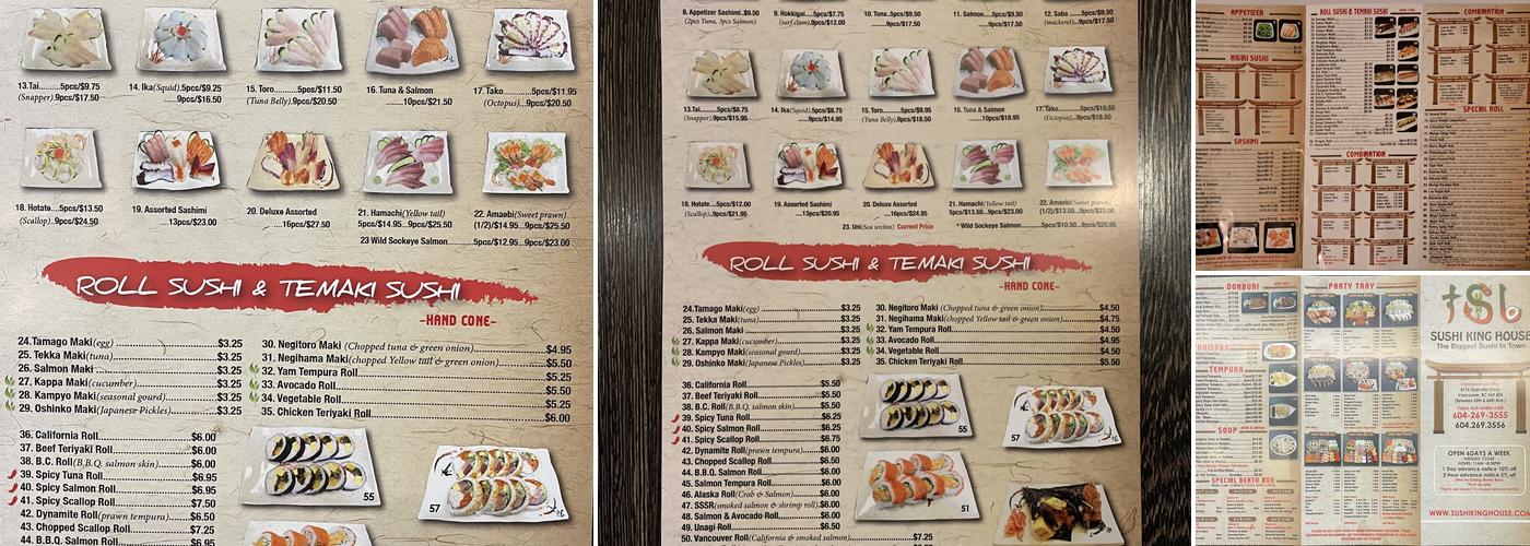 Sushi King House Menu