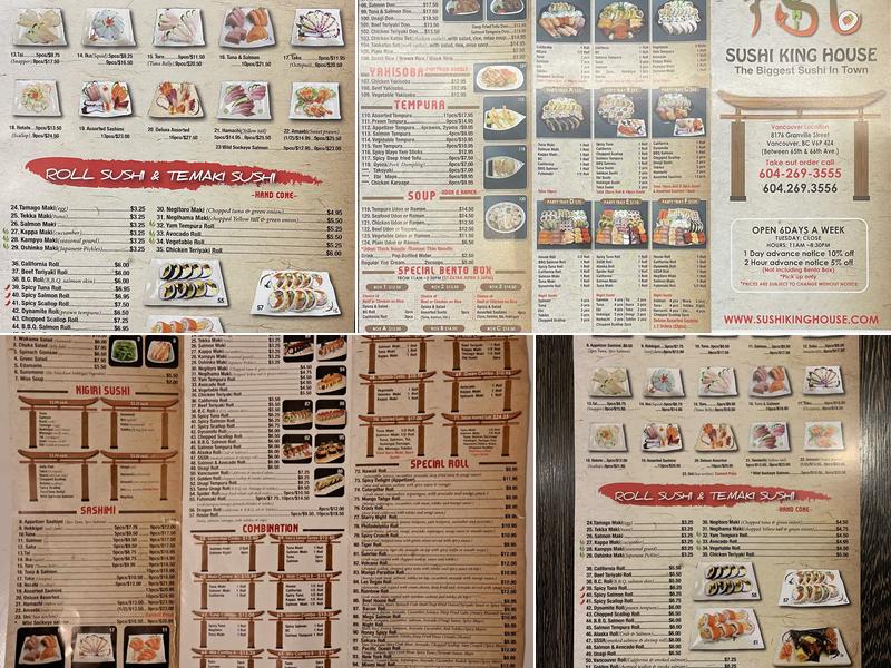 Sushi King House Menu