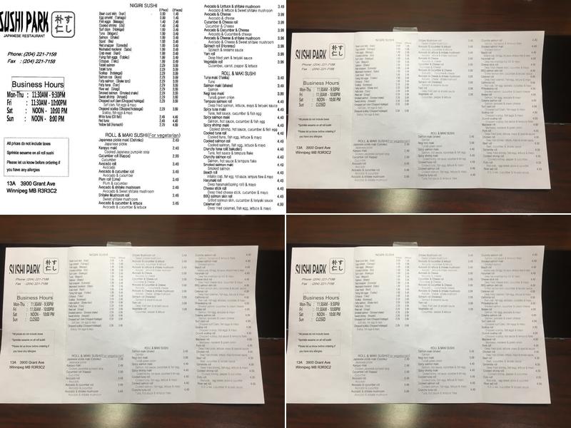 Sushi Park Menu