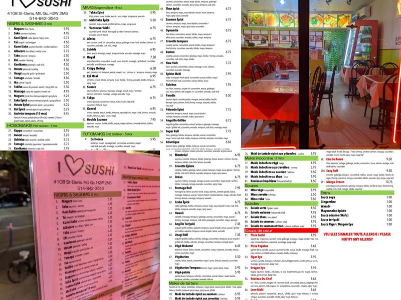 J'Aime Sushi Menu