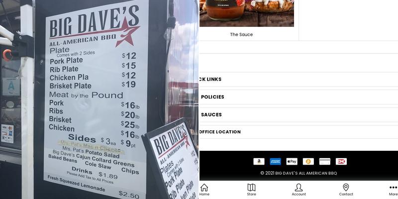 Big Dave's All-American BBQ (eCommerce) Menu
