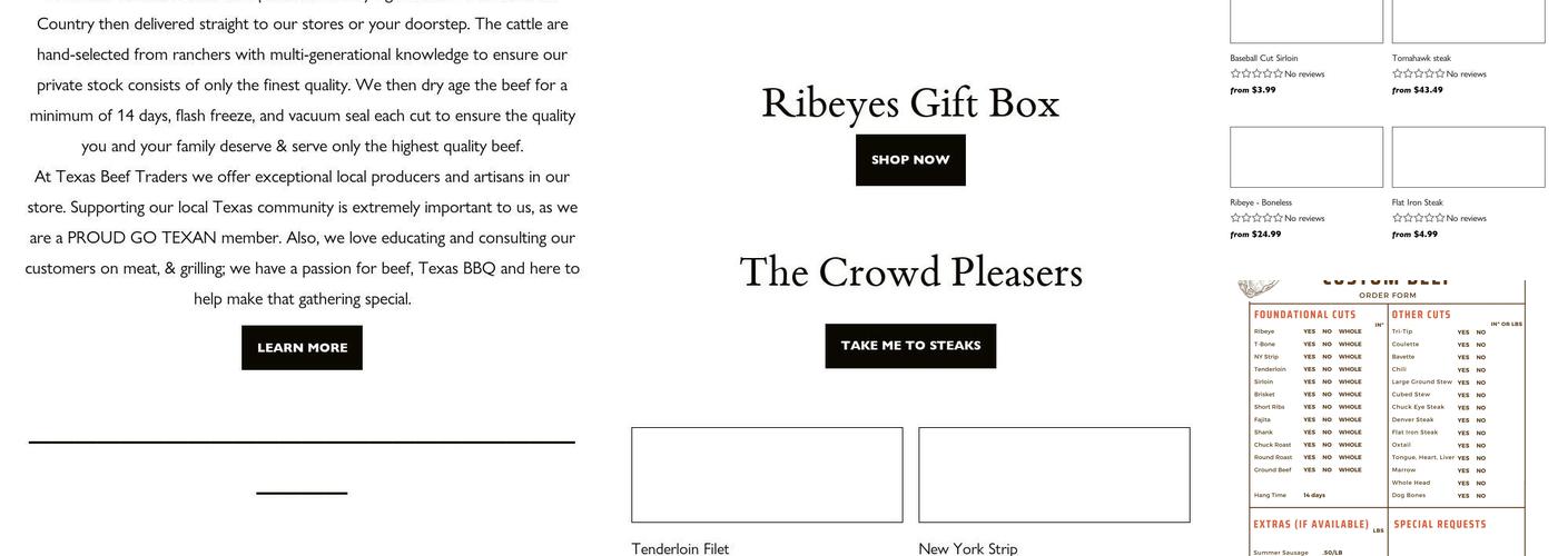 Texas Beef Traders Menu