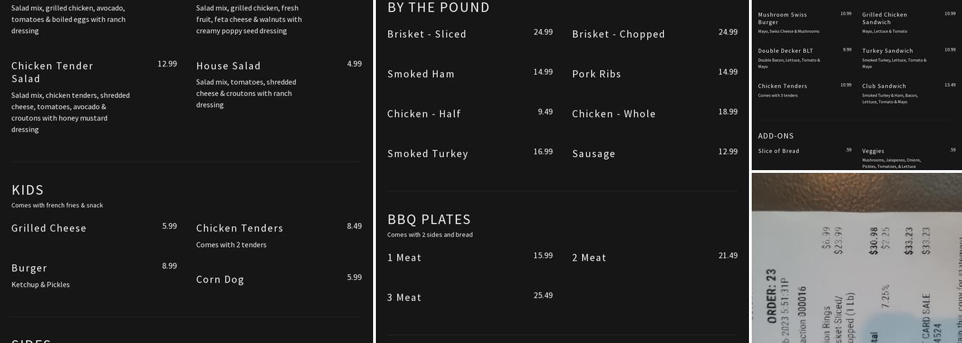Fields Store Pit BBQ Menu
