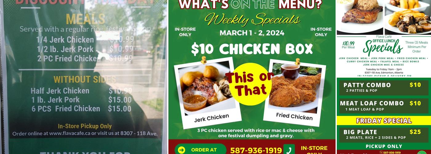 Flava Café Menu