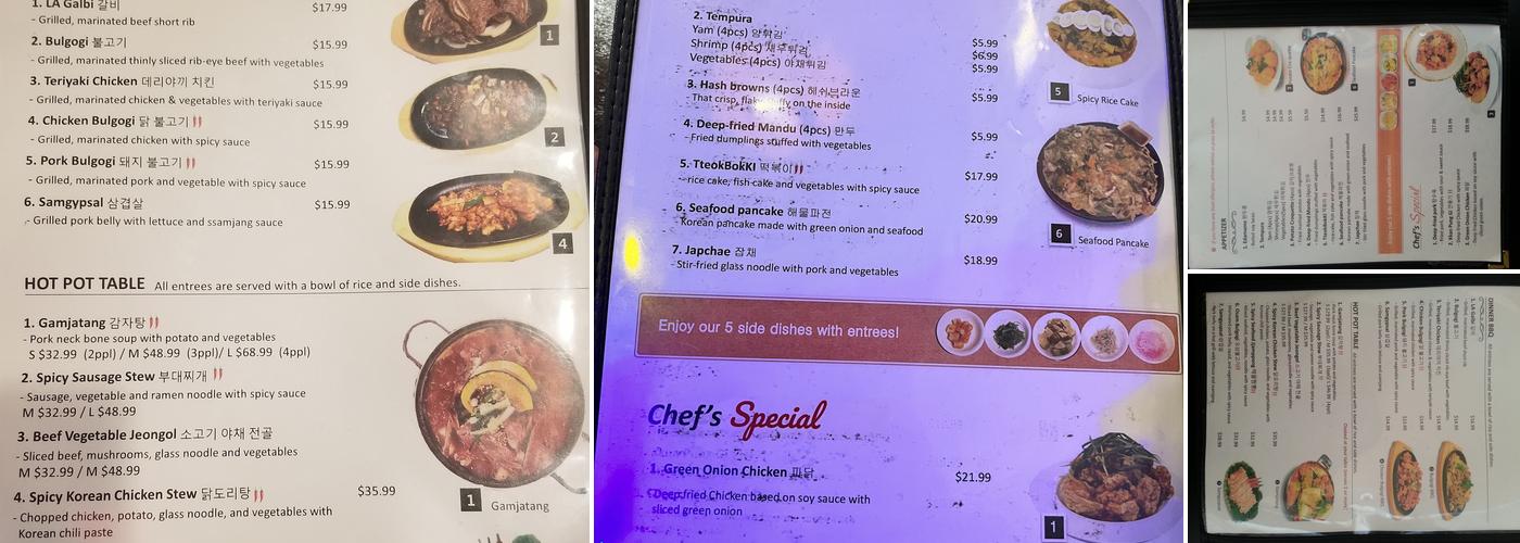 Soban Korean B.B.Q Menu