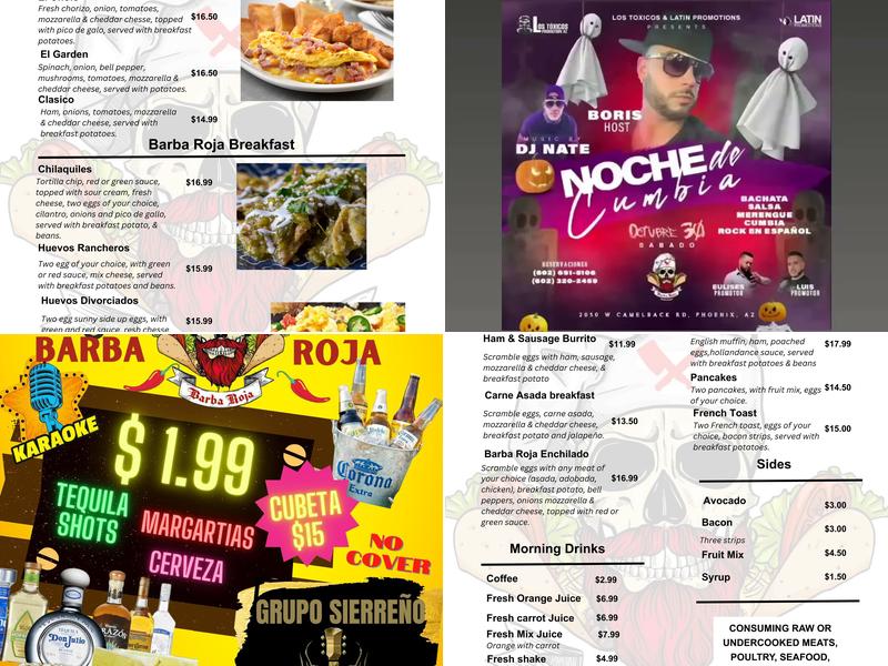 Barba Roja Restaurant & Bar Menu