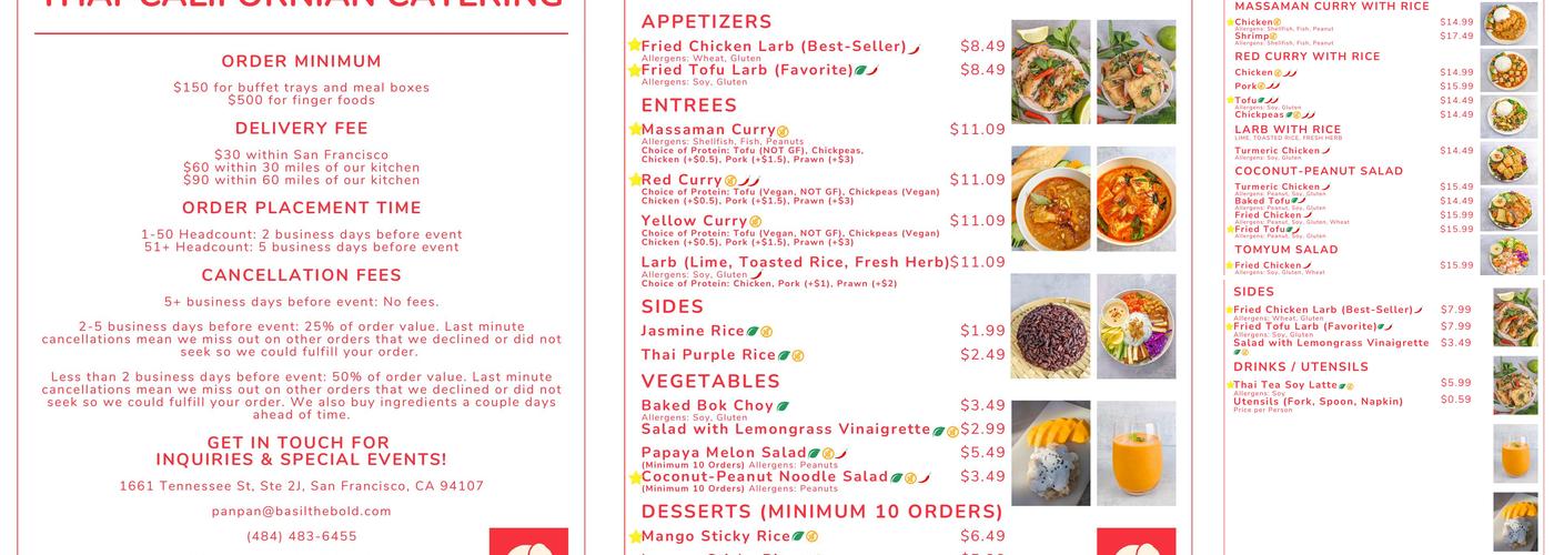 Basil the Bold - Catering Location Menu