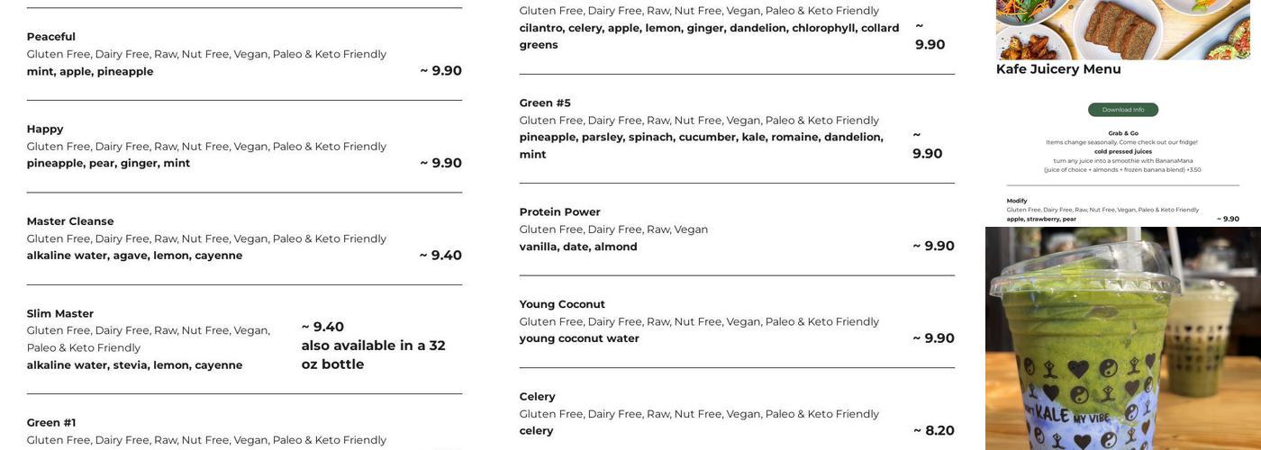 Kreation Juicery & Avoholic Bar - Arts District Menu