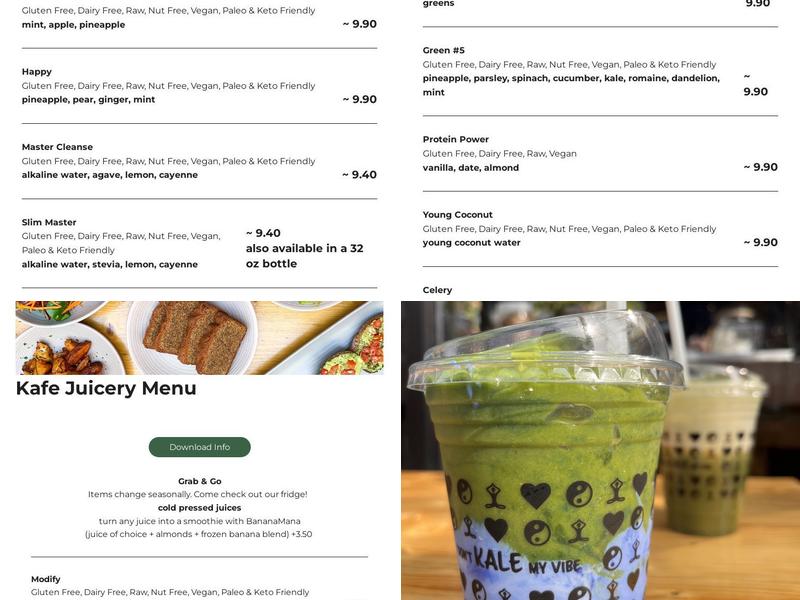 Kreation Juicery & Avoholic Bar - Arts District Menu