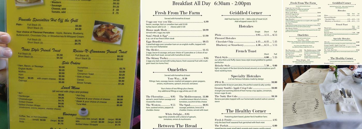 Sam's Place Menu